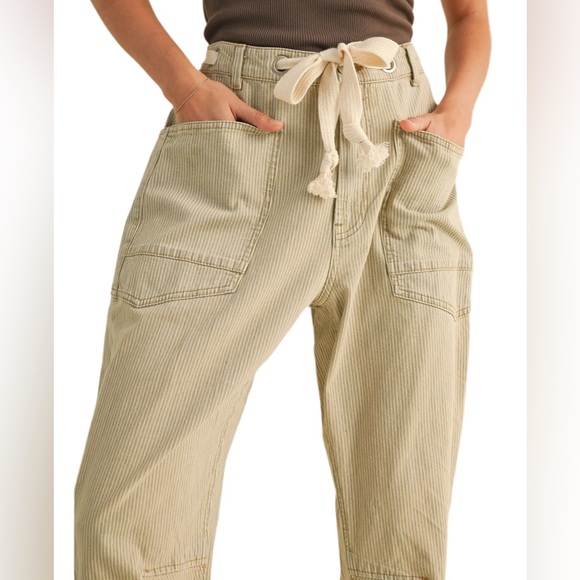 Miou Muse Striped Cotton Denim Pants Size Medium NWT - Picture 2 of 10